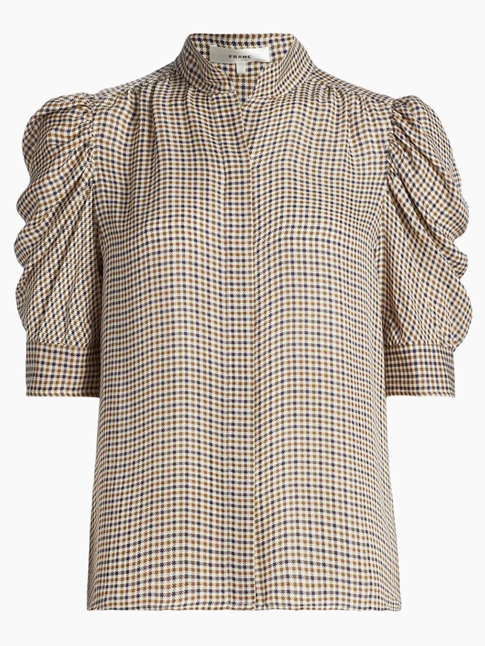 Frame Denim Tan & Black Gingham Puff-Sleeve Blouse